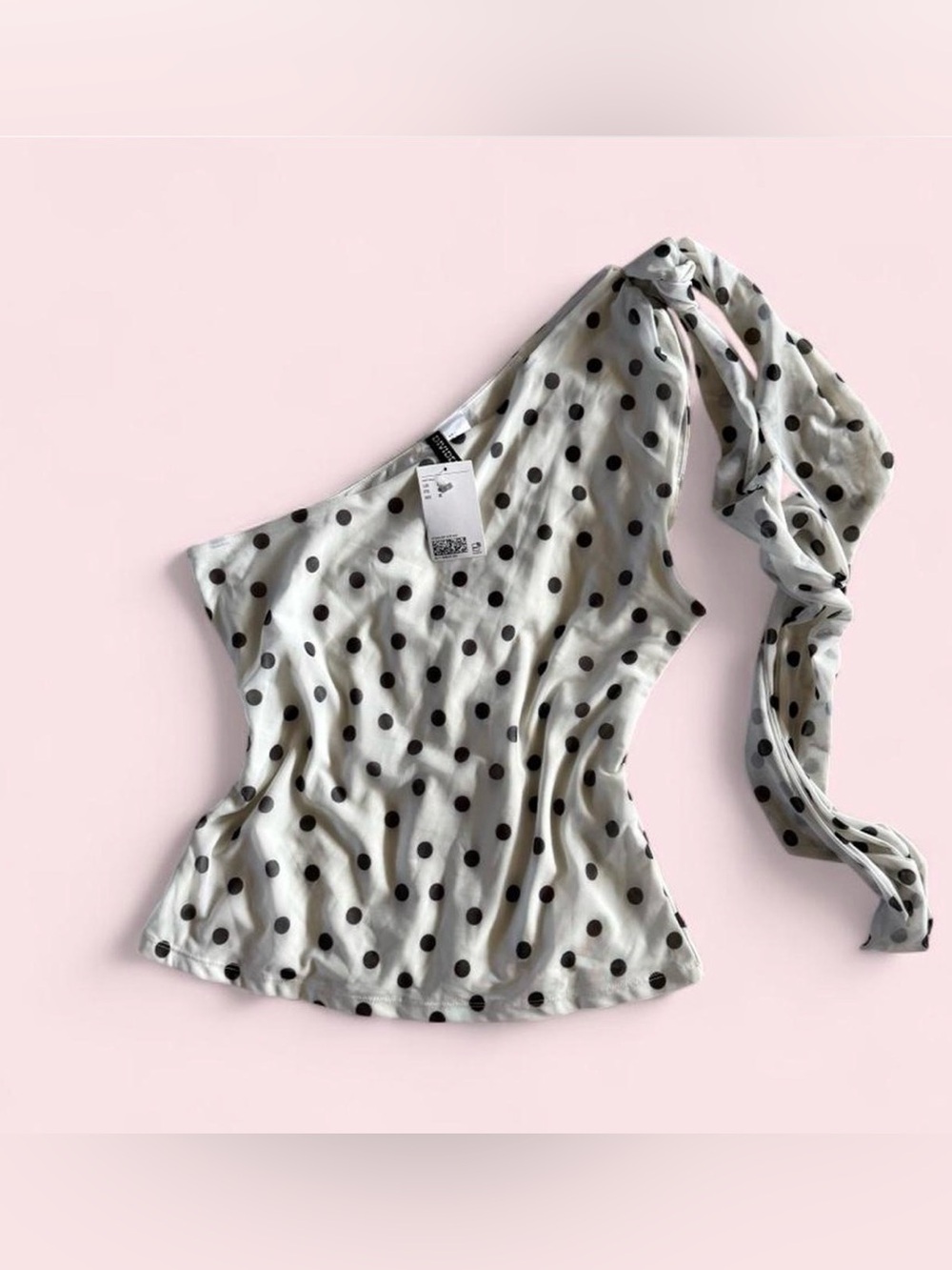 NWT H&M Black polka dot one shoulder top